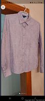 Pale purple brocade pattern men's shirt, size medium, on hanger