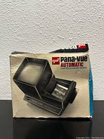 GAF Pana-Vue Automatic slide viewer in original box, box has visible crease damage and wear