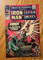 Front cover of Tales of Suspense #87 comic showing Iron Man and Captain America with a crisis storyline.
