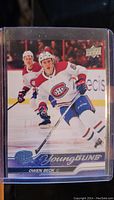 Front of the Owen Beck Young Guns rookie card in Montreal Canadiens jersey, showing player skating action with Upper Deck and Young Guns logos.