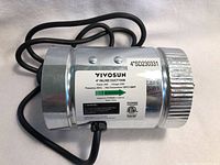 Full view of the Vivosun 4 inch inline duct fan showing overall appearance and cord.
