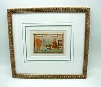 Full view of the framed print showing the ornate gold frame and white matting, frame size about 10 by 11 inches.