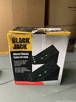 Image of the box containing Torin Black Jack wheel chocks, showing product branding and packaging details.