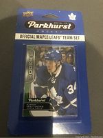 Front packaging showing official Maple Leafs team set with Auston Matthews rookie card image