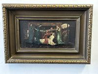 Straight-on view of framed oil painting