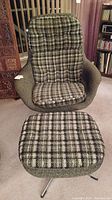 Front view of chair with ottoman