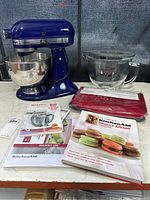 Full lot with mixer, bowls, manuals and red cover