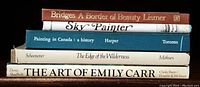 Stack of five Canadian art books showing titles and authors.