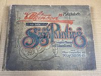 Cloth hardcover cover with printed title and decorative graphics