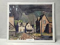 Full view of the A.J. Casson limited edition poster titled "Thunderstorm" showing rural houses and stormy sky.