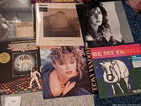 Six album covers: Sarah McLachlan, Great Lake Swimmers, Madonna (black & white), Saturday Night Fever OST, Madonna (blonde), The Weepies