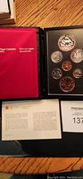 The complete set of the 1979 uncirculated Canadian coin set, displayed in a case with red Royal Canadian Mint cover and authenticity certificate.
