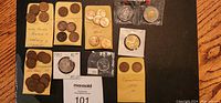Overview of the Canadian coins in envelopes and protective holders - various dates mostly 1930s to 1990s.