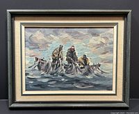 Full view of framed oil on board painting “Jigging for Cod” by Torquil Reed
