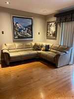 Wide view of entire sectional layout in room