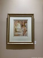 Front view of framed wall art print hanging on a wall, image shows the entire framed artwork and surrounding wall space.