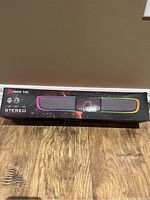 Front view of the boxed Xtrike Me stereo RGB gaming speaker, showing the product image and branding.