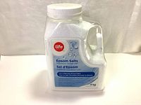 Front view of the 4kg Life Epsom Salts container showing label, brand and product details.