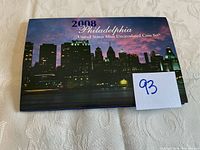 2008 Philadelphia United States Mint Uncirculated Coin Set outer packaging with Philadelphia skyline at night