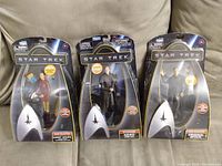 Full lot of three Star Trek Original Warp Collection figures in sealed boxes: Cadet Uhura, Nero, Original Spock.