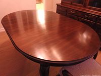 Overhead view of the oval tabletop with center seam