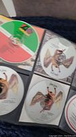 Four CDs in plastic binder sleeves, some discs are picture discs showing fairy-like characters and printed song titles.