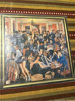 Photo of the front artwork of the vinyl record sleeve showing a crowded party scene with many people in 1970s style clothing.