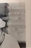 Close-up of autograph and dedication on photo signed by Vic Tayback as Mel from Alice.