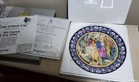 Collector plate 'Arthur Crowned King' in original foam packaging along with certificate of authenticity and documentation sheets.