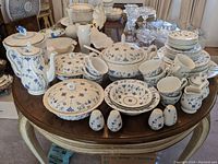 Overhead table view of full china and serveware assortment