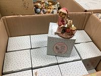 Box with approximately 24 Cherished Teddies "Wendall" figurine boxes inside, one figurine displayed on box