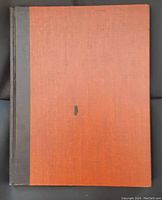 Front cover of the hardcover book showing orange cloth with a black spine and a small black mark on the front.