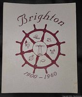 Front cover of the book titled 'Brighton 1900-1960' with burgundy printed graphics