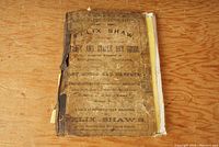 Front cover of 1881-1882 Charlton's Kingston Directory showing worn and damaged condition with advertising text for Felix Shaw dry goods business in Kingston, Ontario.