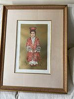 Photo of framed Edna Hibel print showing full artwork and frame