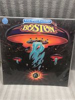 Front cover of the Boston album showing graphic artwork of a spaceship and title 'Boston' with a 'Half-Speed Mastered' sticker at the top left.