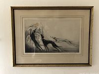 Full view of framed etching