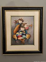 Framed signed oil on canvas painting showing entire artwork and frame.