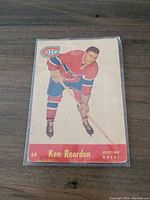 Front of 1955-56 Parkhurst Ken Reardon hockey card showing player in Montreal Canadiens uniform with card details.