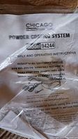 User and operating instructions for Chicago Powder Coating System model 94244, showing brand and model details on a plastic-covered sheet.