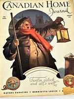 Front cover of the Canadian Home Journal January 1937 issue showing a full-color illustration of a man holding a lantern and cane, the magazine title, and the tagline 'Twelve o'clock and all's well'.