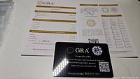Photo of GRA Limited Lifetime Warranty and Certificate of Authenticity card for the moissanite ring with Warranty ID 883071721.