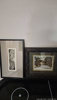 Two framed lithographs placed side by side showing their overall appearance, sizes, and framing styles.