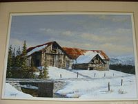 Frontal view of the full painting in its mat and frame