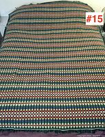 Full view of vintage Alentejo blanket showing pattern and colors spread flat on a surface
