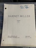 Barney Miller script titled Landmark with typed and handwritten notes on white cover page dated March 22, 1982