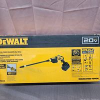 Front of original packaging showing DeWalt 20V Max Brushless Cordless 550 PSI Power Cleaner tool only