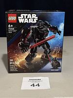 Box front image of the LEGO Star Wars Darth Vader Mech 75368 set showing the buildable mech figure with lightsaber and mini Darth Vader figure. 139 pieces, age 6+. Clear and centered product packaging.