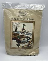 Original packaging showing the complete embroidery design of mallard ducks in natural habitat titled 'Mallard Habitat'.