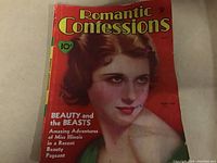 Front cover of Romantic Confessions May 1934 magazine showing a portrait of a woman and the magazine title.